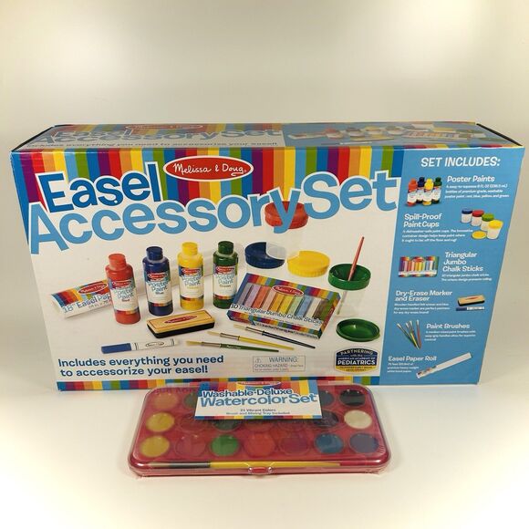 Melissa & Doug Easel Accessory Set Art Supplies Chalk Paints Brushes Watercolor